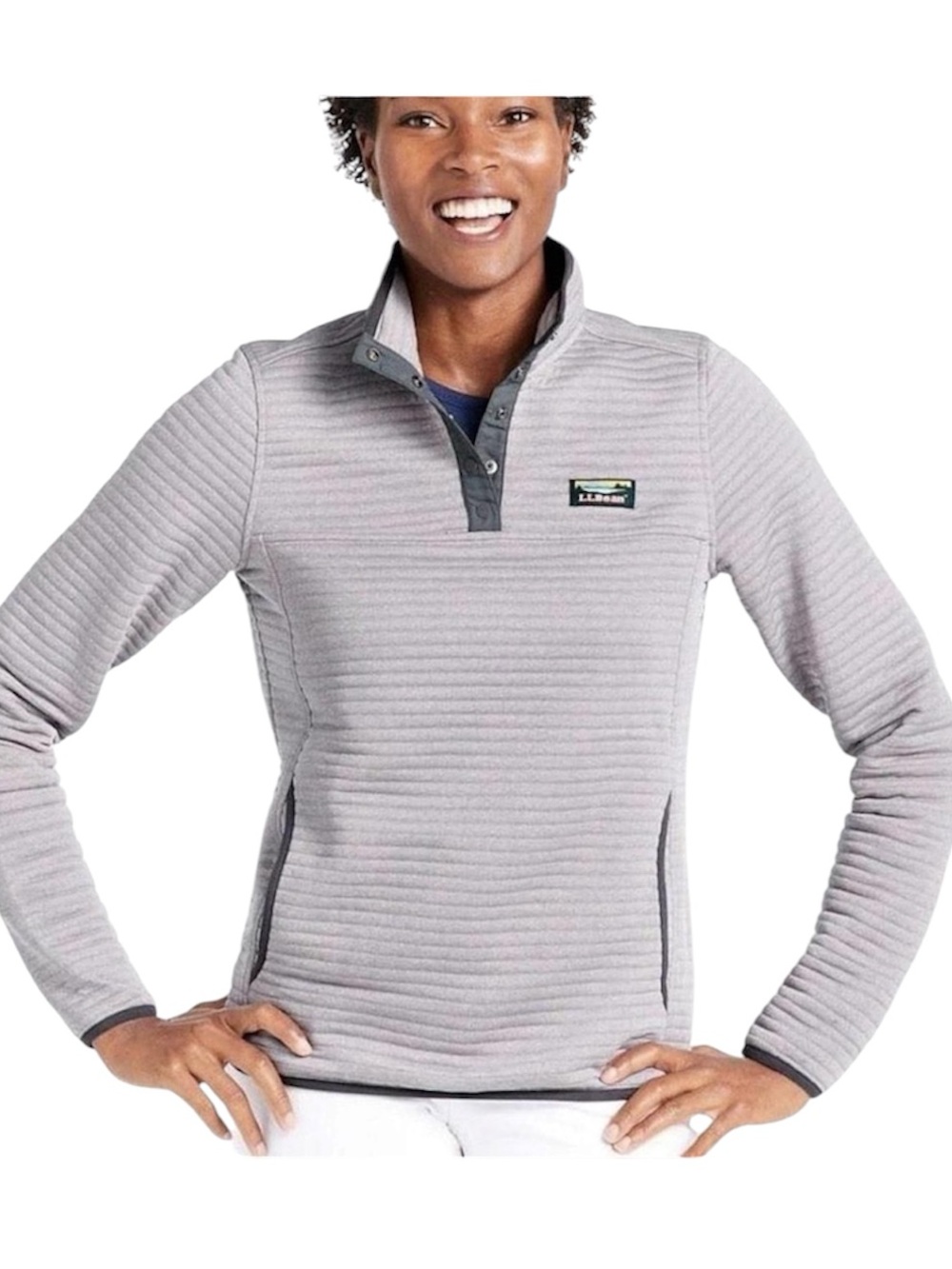 L.L. Bean Airlight Knit Pullover Sweatshirt Light Gray/ Silver Small Regular